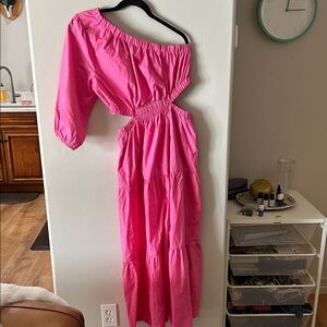 Chic One-Shoulder Pink Dress